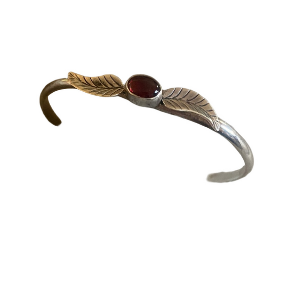 Ruth Anne Begay Jewelry - Blue Ridge Red Gemstone Sterling Silver Bracelet by Ruth Ann Begay Navajo